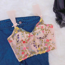 Load image into Gallery viewer, French Spring Floral Embroidery Lingerie Top Romantic Thin Cup with Pad Bralette Women Sexy Push Up Underwear Cute Lace Bra