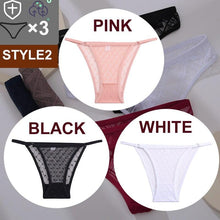 Load image into Gallery viewer, 3PCS/Set Sexy Floral Transparent Women Thongs G-string Lingerie Lace Panties Low-Waist Femme Girls Briefs Mesh Panties M-2XL