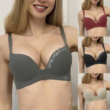 Load image into Gallery viewer, Plus Size Women Seamless Ice Silk Bra Letter Print Bra Push Up Tank Top Fashion Lingerie Bralette Sleep Bra Comfort Underwear