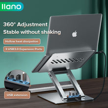 Load image into Gallery viewer, Aluminum Alloy Cooling Laptop Stand Portable Computer Riser Adjustable Height Foldable Notebook Holder with USB HUB 3.0 for Laptop under 17.3 inches