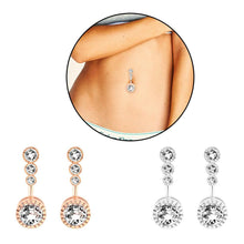 Load image into Gallery viewer, 4 Crystal CZs Dangling Navel Belly Button Rings 316L Surgical Steel Navel Rings Women Body Jewelry