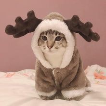 Load image into Gallery viewer, Pet Reindeer Halloween Christmas Elk Costume Dog Puppy Hoodie Cat Winter Coat Coral Velvet Fleece Clothes