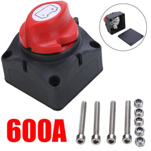 Load image into Gallery viewer, 1pc 24V 600A Car Battery Isolator Main Battery Switch Emergency Stop Pole Disconnect Separator Switch for RV Boat 68 * 68 * 74mm