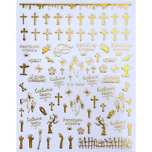 Load image into Gallery viewer, 1pc Spider Web Nail Stickers 3D Ghost Skull Pumpkin Transfer Foil Transfer DIY Manicure Slider Nail Art Decoration TRSTZG032-040