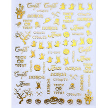 Load image into Gallery viewer, 1pc Spider Web Nail Stickers 3D Ghost Skull Pumpkin Transfer Foil Transfer DIY Manicure Slider Nail Art Decoration TRSTZG032-040