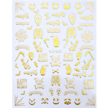 Load image into Gallery viewer, 1pc Spider Web Nail Stickers 3D Ghost Skull Pumpkin Transfer Foil Transfer DIY Manicure Slider Nail Art Decoration TRSTZG032-040