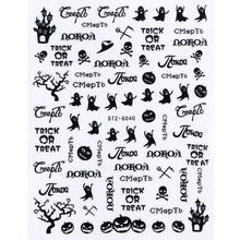 Load image into Gallery viewer, 1pc Spider Web Nail Stickers 3D Ghost Skull Pumpkin Transfer Foil Transfer DIY Manicure Slider Nail Art Decoration TRSTZG032-040