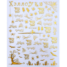 Load image into Gallery viewer, 1pc Spider Web Nail Stickers 3D Ghost Skull Pumpkin Transfer Foil Transfer DIY Manicure Slider Nail Art Decoration TRSTZG032-040