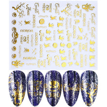Load image into Gallery viewer, 1pcs 3D Nail Stickers Black Snake Skull Spider Adhesive Sliders Clown Anime Decals Halloween Nail Art Decoration LAF792-F794