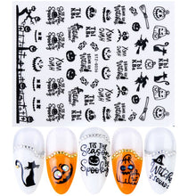 Load image into Gallery viewer, 1pcs 3D Nail Stickers Black Snake Skull Spider Adhesive Sliders Clown Anime Decals Halloween Nail Art Decoration LAF792-F794