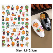 Load image into Gallery viewer, 1pcs 3D Nail Stickers Black Snake Skull Spider Adhesive Sliders Clown Anime Decals Halloween Nail Art Decoration LAF792-F794