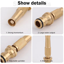 Load image into Gallery viewer, 1pcs Garden Irrigation Spray Gun Adjustable Brass Sprinkler Garden Hose Nozzle Car Wash Lawn Watering Water Gun Gardening Tools