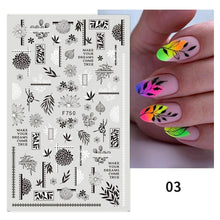 Load image into Gallery viewer, 1pcs Maple Leaves Nail Stickers Lines Sticker Yellow Gold Fall Decals Sliders Nail Art Decoration Autumn Adhesive DIY Manicures