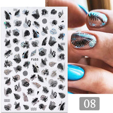 Load image into Gallery viewer, 1pcs Maple Leaves Nail Stickers Lines Sticker Yellow Gold Fall Decals Sliders Nail Art Decoration Autumn Adhesive DIY Manicures