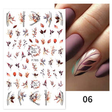 Load image into Gallery viewer, 1pcs Maple Leaves Nail Stickers Lines Sticker Yellow Gold Fall Decals Sliders Nail Art Decoration Autumn Adhesive DIY Manicures
