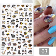 Load image into Gallery viewer, 1pcs Maple Leaves Nail Stickers Lines Sticker Yellow Gold Fall Decals Sliders Nail Art Decoration Autumn Adhesive DIY Manicures