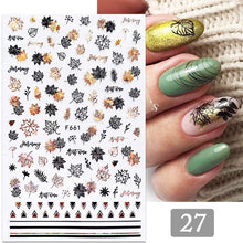 Load image into Gallery viewer, 1pcs Maple Leaves Nail Stickers Lines Sticker Yellow Gold Fall Decals Sliders Nail Art Decoration Autumn Adhesive DIY Manicures