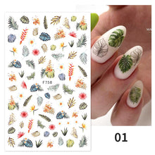Load image into Gallery viewer, 1pcs Maple Leaves Nail Stickers Lines Sticker Yellow Gold Fall Decals Sliders Nail Art Decoration Autumn Adhesive DIY Manicures