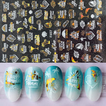 Load image into Gallery viewer, 1pcs Maple Leaves Nail Stickers Lines Sticker Yellow Gold Fall Decals Sliders Nail Art Decoration Autumn Adhesive DIY Manicures