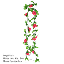 Load image into Gallery viewer, 2.3m Flower Garland Artificial Flower String With Leaves Silk Sakura Cherry Blossom Ivy Vine For Home Garden Wedding Arch Decor