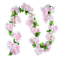 Load image into Gallery viewer, 2.3m Flower Garland Artificial Flower String With Leaves Silk Sakura Cherry Blossom Ivy Vine For Home Garden Wedding Arch Decor