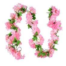 Load image into Gallery viewer, 2.3m Flower Garland Artificial Flower String With Leaves Silk Sakura Cherry Blossom Ivy Vine For Home Garden Wedding Arch Decor
