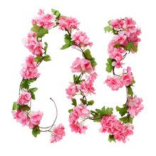 Load image into Gallery viewer, 2.3m Flower Garland Artificial Flower String With Leaves Silk Sakura Cherry Blossom Ivy Vine For Home Garden Wedding Arch Decor