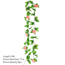 Load image into Gallery viewer, 2.3m Flower Garland Artificial Flower String With Leaves Silk Sakura Cherry Blossom Ivy Vine For Home Garden Wedding Arch Decor