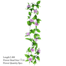 Load image into Gallery viewer, 2.3m Flower Garland Artificial Flower String With Leaves Silk Sakura Cherry Blossom Ivy Vine For Home Garden Wedding Arch Decor