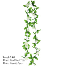Load image into Gallery viewer, 2.3m Flower Garland Artificial Flower String With Leaves Silk Sakura Cherry Blossom Ivy Vine For Home Garden Wedding Arch Decor