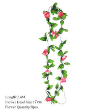 Load image into Gallery viewer, 2.3m Flower Garland Artificial Flower String With Leaves Silk Sakura Cherry Blossom Ivy Vine For Home Garden Wedding Arch Decor