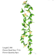 Load image into Gallery viewer, 2.3m Flower Garland Artificial Flower String With Leaves Silk Sakura Cherry Blossom Ivy Vine For Home Garden Wedding Arch Decor