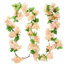 Load image into Gallery viewer, 2.3m Flower Garland Artificial Flower String With Leaves Silk Sakura Cherry Blossom Ivy Vine For Home Garden Wedding Arch Decor