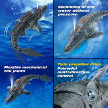 Load image into Gallery viewer, 2.4G Remote Control Dinosaur For Kids Mosasaurus Diving Toys Rc Boat With Light Spray Water For Swimming Pool Bathroom Bath Toys