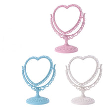 Load image into Gallery viewer, 2 Sides Heart-shaped Makeup Mirror Rotatable Stand Table Compact Mirror Dresser 21x26cm 4 Color