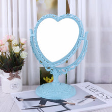 Load image into Gallery viewer, 2 Sides Heart-shaped Makeup Mirror Rotatable Stand Table Compact Mirror Dresser 21x26cm 4 Color