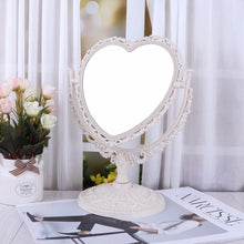 Load image into Gallery viewer, 2 Sides Heart-shaped Makeup Mirror Rotatable Stand Table Compact Mirror Dresser 21x26cm 4 Color