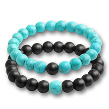 Load image into Gallery viewer, 2 Pcs/set Fashion Couple Tiger Eye Stone Bracelets Bangles Classic Black White Natural Lava Stones Charm Bead Bracelet Women Men