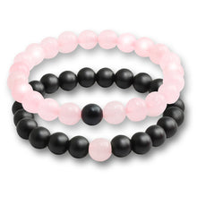 Load image into Gallery viewer, 2 Pcs/set Fashion Couple Tiger Eye Stone Bracelets Bangles Classic Black White Natural Lava Stones Charm Bead Bracelet Women Men