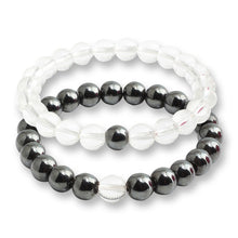 Load image into Gallery viewer, 2 Pcs/set Fashion Couple Tiger Eye Stone Bracelets Bangles Classic Black White Natural Lava Stones Charm Bead Bracelet Women Men