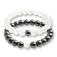 Load image into Gallery viewer, 2 Pcs/set Fashion Couple Tiger Eye Stone Bracelets Bangles Classic Black White Natural Lava Stones Charm Bead Bracelet Women Men