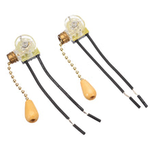 Load image into Gallery viewer, 2pcs Pull Chain Switches 3A/250V 6A/125V Lighting Ceiling Fan Pull Chain Switch 2 Wire Connectors Parts
