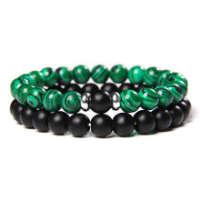 Load image into Gallery viewer, 2Pcs/Set Couples Distance Bracelets male Black Lava Stone Beads bracelet female wood beads Charm Bracelets Women Men bracelet