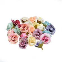 Load image into Gallery viewer, 50PCS Mini Rose Artificial Flower Head DIY Needlework Handmade Craft Supplies Fake Flowers for Wedding Home Party Decoration