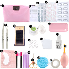 Load image into Gallery viewer, 20 in 1False Eyelash Extension Training Kit Practice Model Head Eye Pads Tweezers Glue Ring Brush Grafting Eyelash Tools Kit