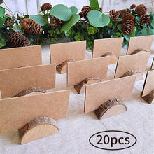 Load image into Gallery viewer, 20pcs Wooden Table Holder and Folding Cardboard Place Card Holders Note Photo Picture Clip Wood Wedding Party Direction Signs