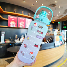 Load image into Gallery viewer, 2000ml Gradient Water Bottle Large Capacity Termos Sport Cute Middle Mouth Vacuum Flask With Straw /Handle/flip Lid Copo Termico
