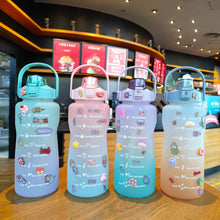 Load image into Gallery viewer, 2000ml Gradient Water Bottle Large Capacity Termos Sport Cute Middle Mouth Vacuum Flask With Straw /Handle/flip Lid Copo Termico