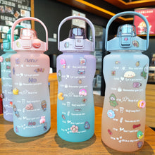Load image into Gallery viewer, 2000ml Gradient Water Bottle Large Capacity Termos Sport Cute Middle Mouth Vacuum Flask With Straw /Handle/flip Lid Copo Termico
