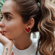 Load image into Gallery viewer, New Design Red Heart Stud Earring Women Metal Gold Color Eye Heart Lips Wedding Statement Earrings Fashion Party Jewelry